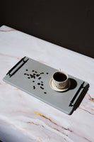 Gri Mermer Doku Siyah Kulplu Sunum Tepsisi